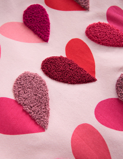 Long Sleeve Boucle T-shirt-Chalk Pink Hearts