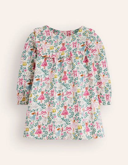 Robe volantée en jersey-Toile de Jouy dans classique ivoire-3