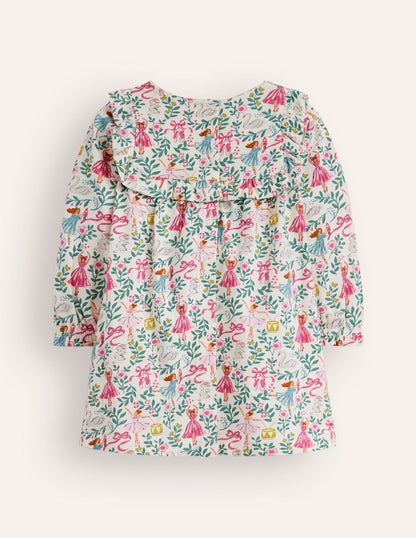 Robe volantée en jersey-Toile de Jouy dans classique ivoire-4