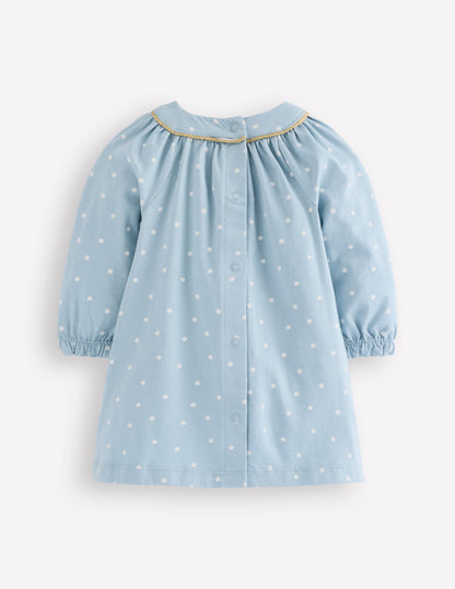 Robe en jersey à grand appliqué-Lapins bleu vintage