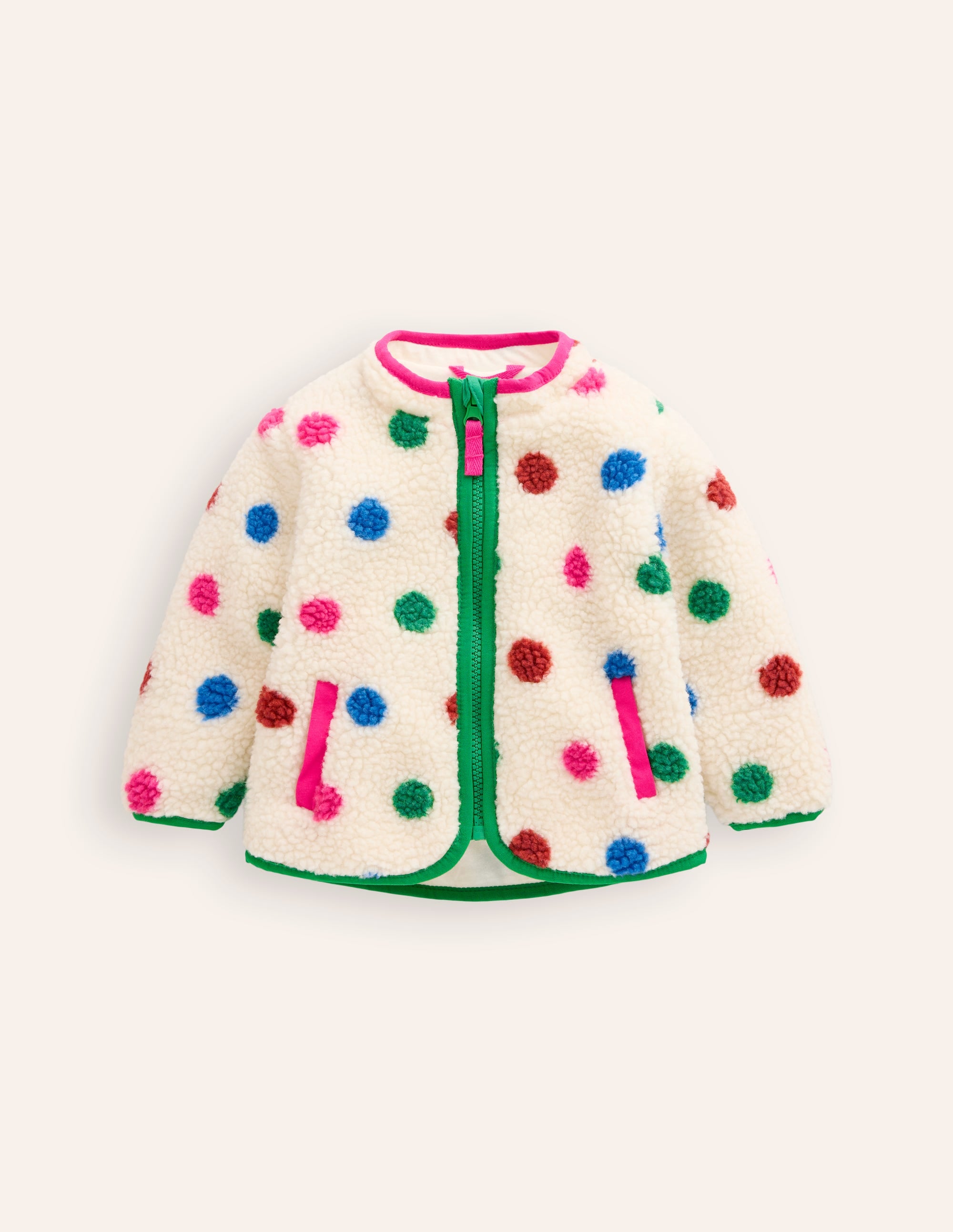 Kuschelige Teddyfell-Jacke-Bunt Gepunktet - Image 1