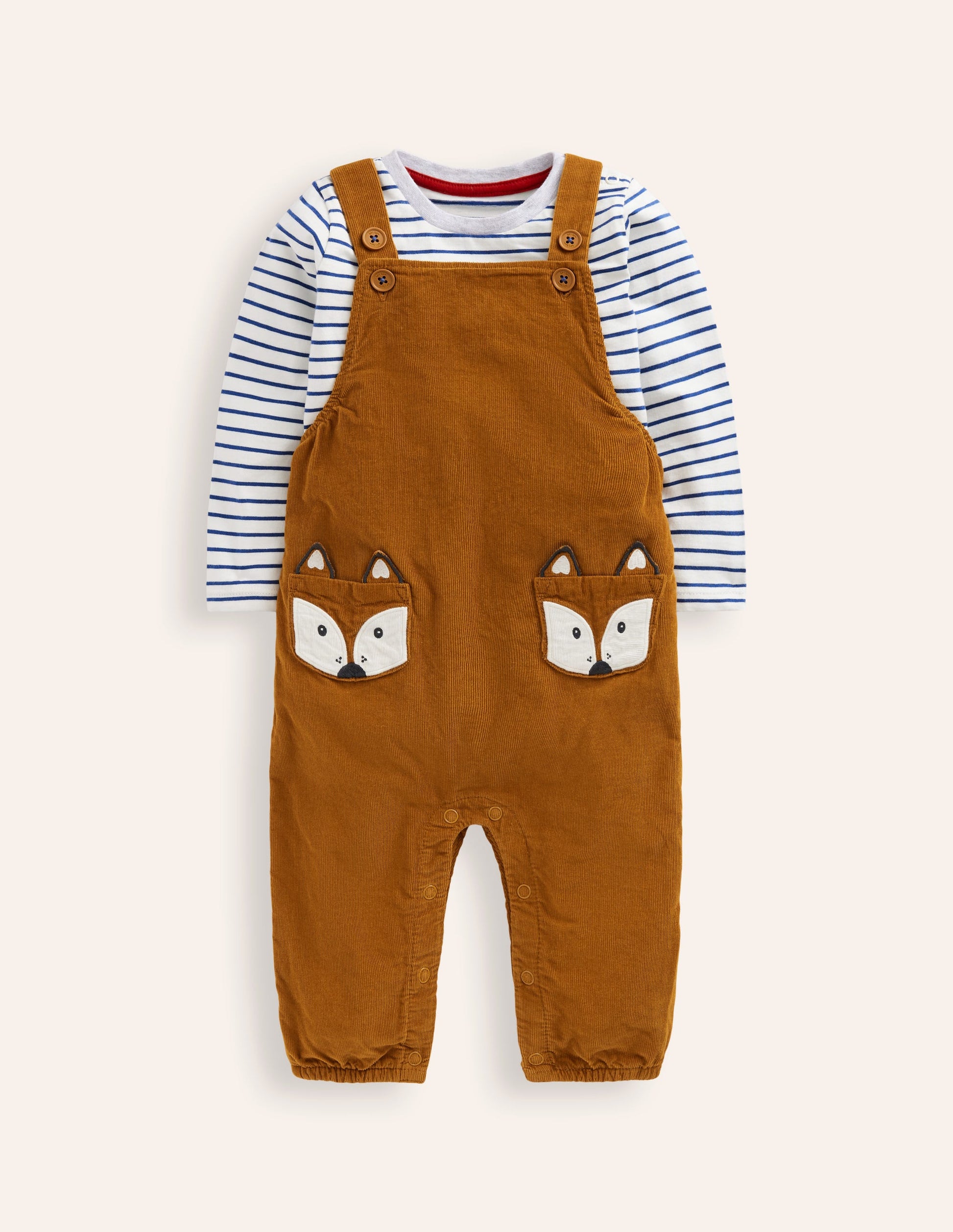 Originelle Latzhose aus Cord im Set-Karamellbonbon-Braun Fuchs-1