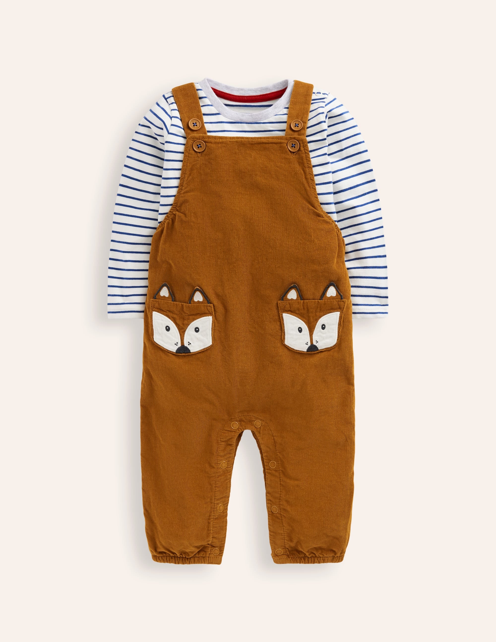 Originelle Latzhose aus Cord im Set-Karamellbonbon-Braun Fuchs - Image 1
