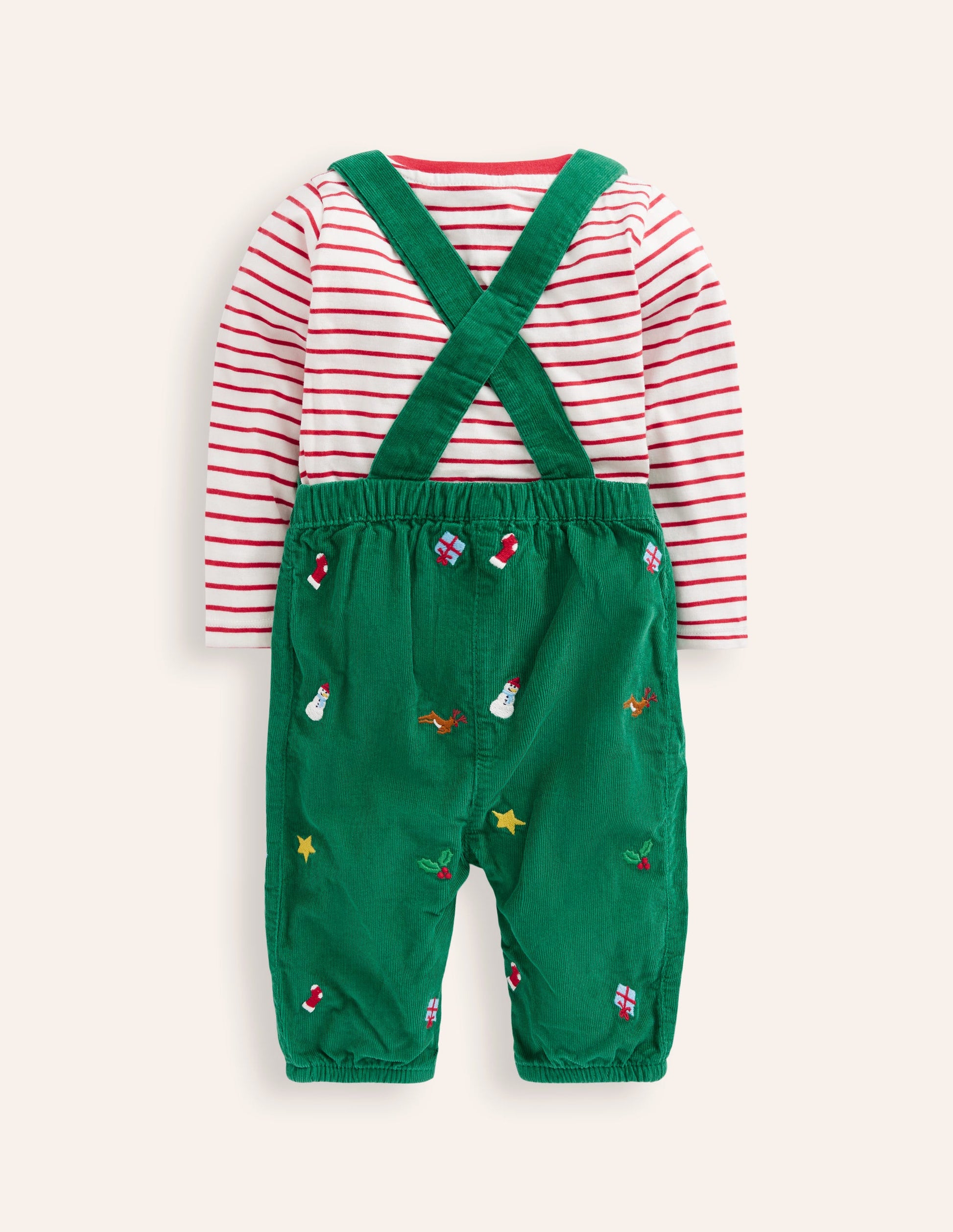 Ensemble fantaisie avec salopette en velours côtelé-Broderie vert joyau-2