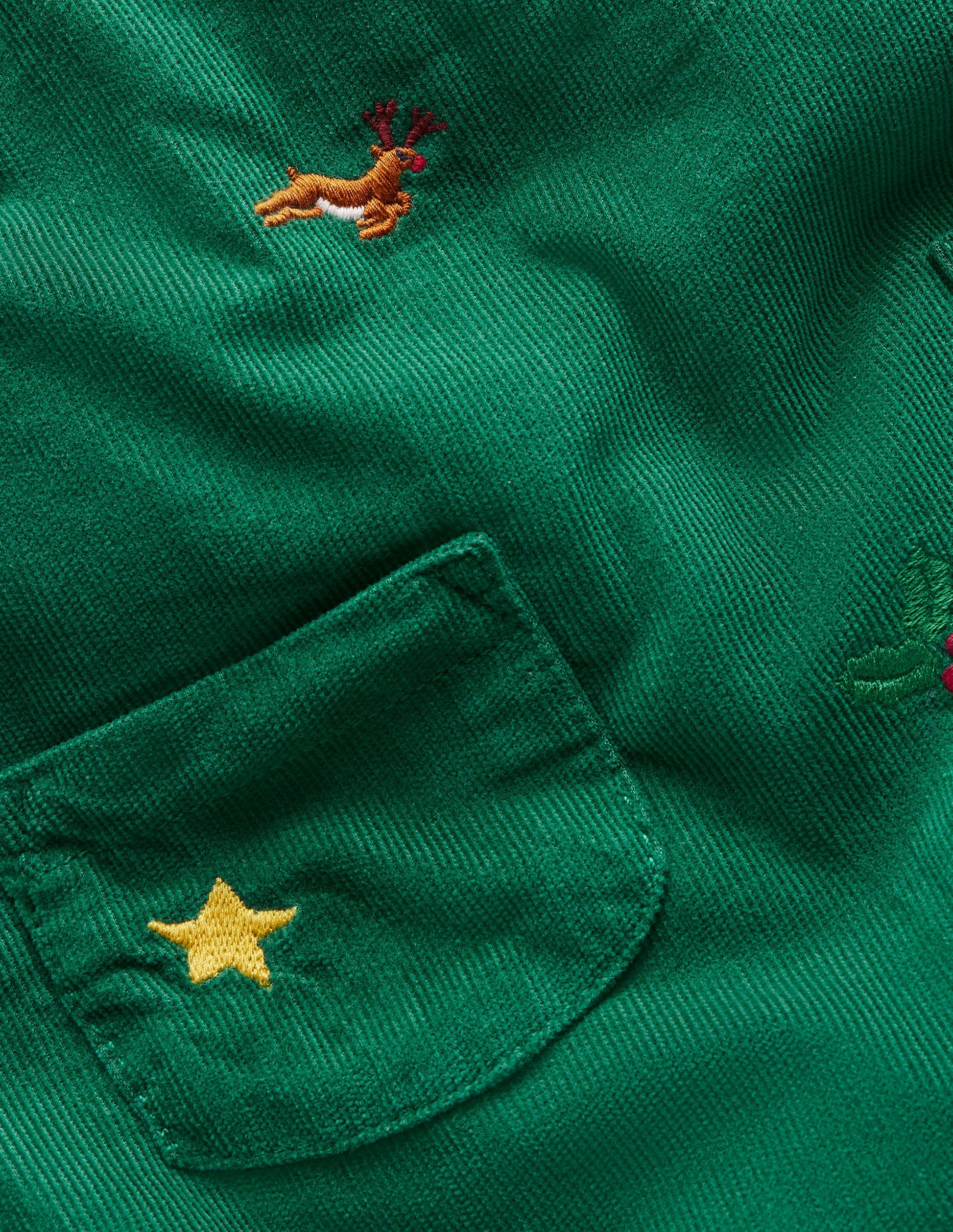 Ensemble fantaisie avec salopette en velours côtelé-Broderie vert joyau-3