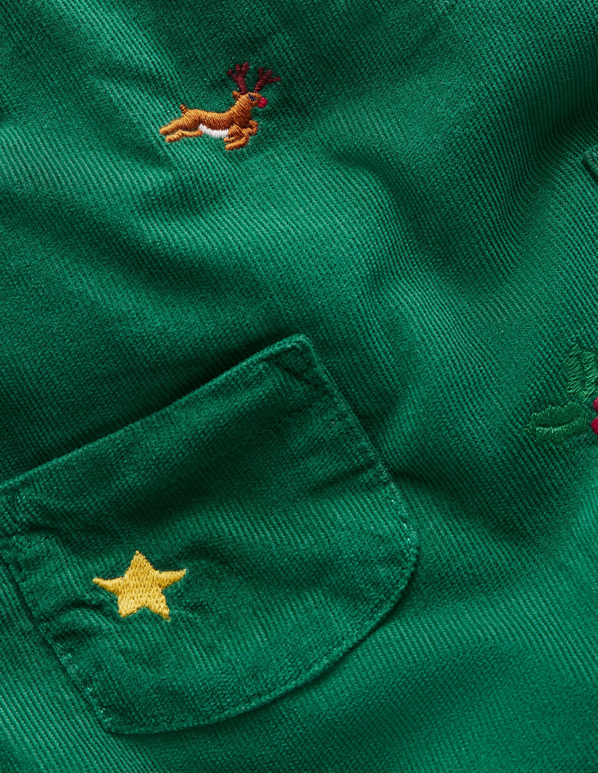Ensemble fantaisie avec salopette en velours côtelé-Broderie vert joyau - Image 3