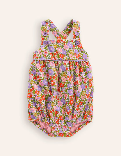 Floral Cord Romper-Multi Flowerbed