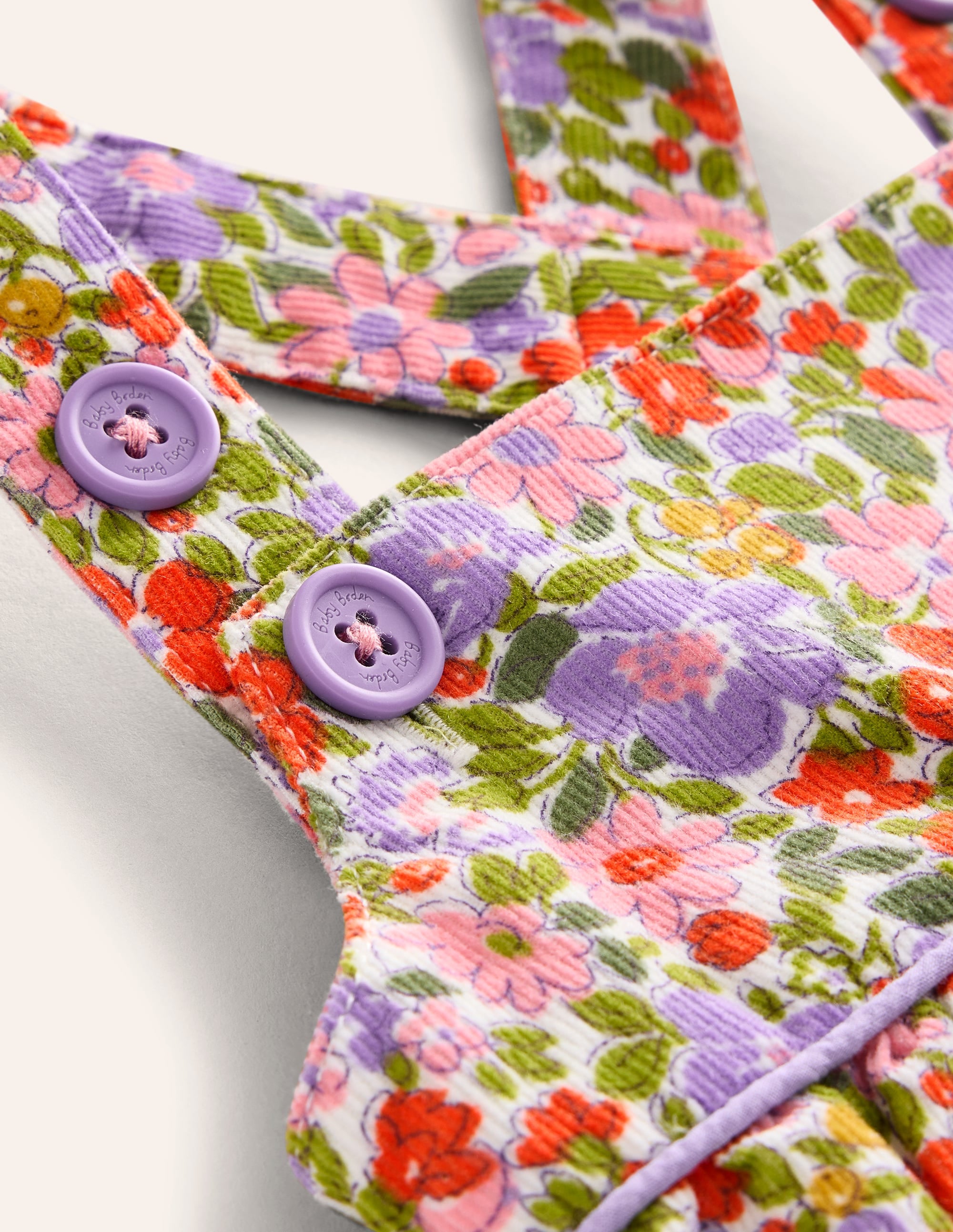 Barboteuse en velours côtelé à motif floral-Bunt Blumenbeet - Image 3