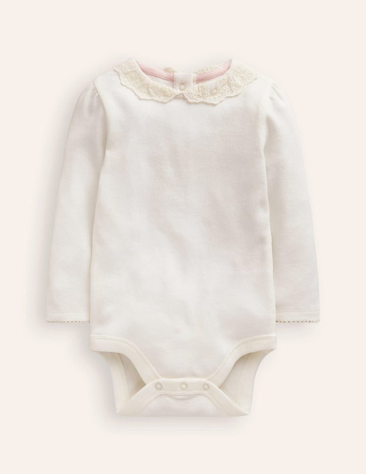 Mit Kragen-Ivory and Navy Spot