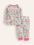 Pyjama long douillet-Toile de Jouy dans classique ivoire