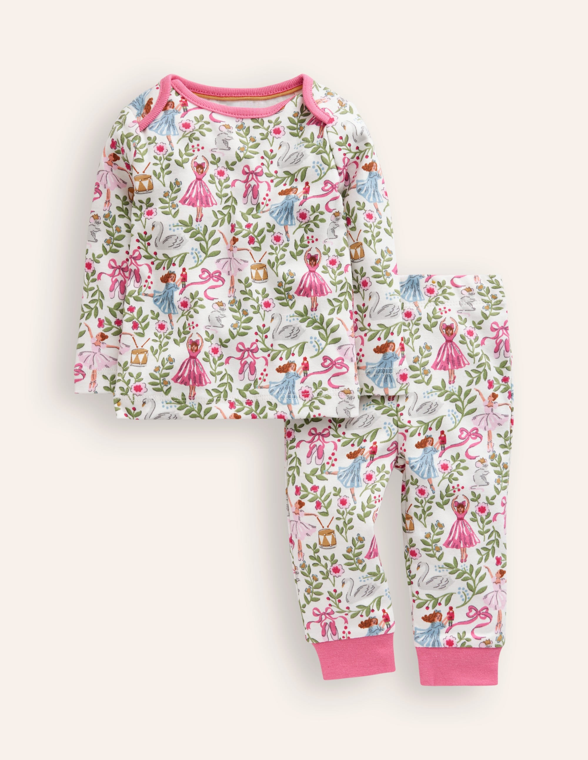 Pyjama long douillet-Toile de Jouy dans classique ivoire - Image 1