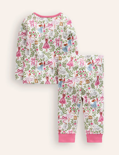 Pyjama long douillet-Toile de Jouy dans classique ivoire