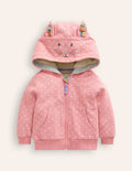 Origineller Kapuzenpullover mit Kunstfellfutter-Mandelrosa Hase