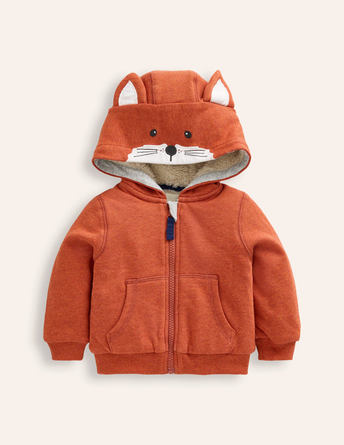 Kapuzenpullover mit Kunstfellfutter-Terrakotta Fuchs - Image 1