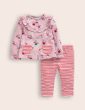 Top et legging en jersey-Lapins rose doux