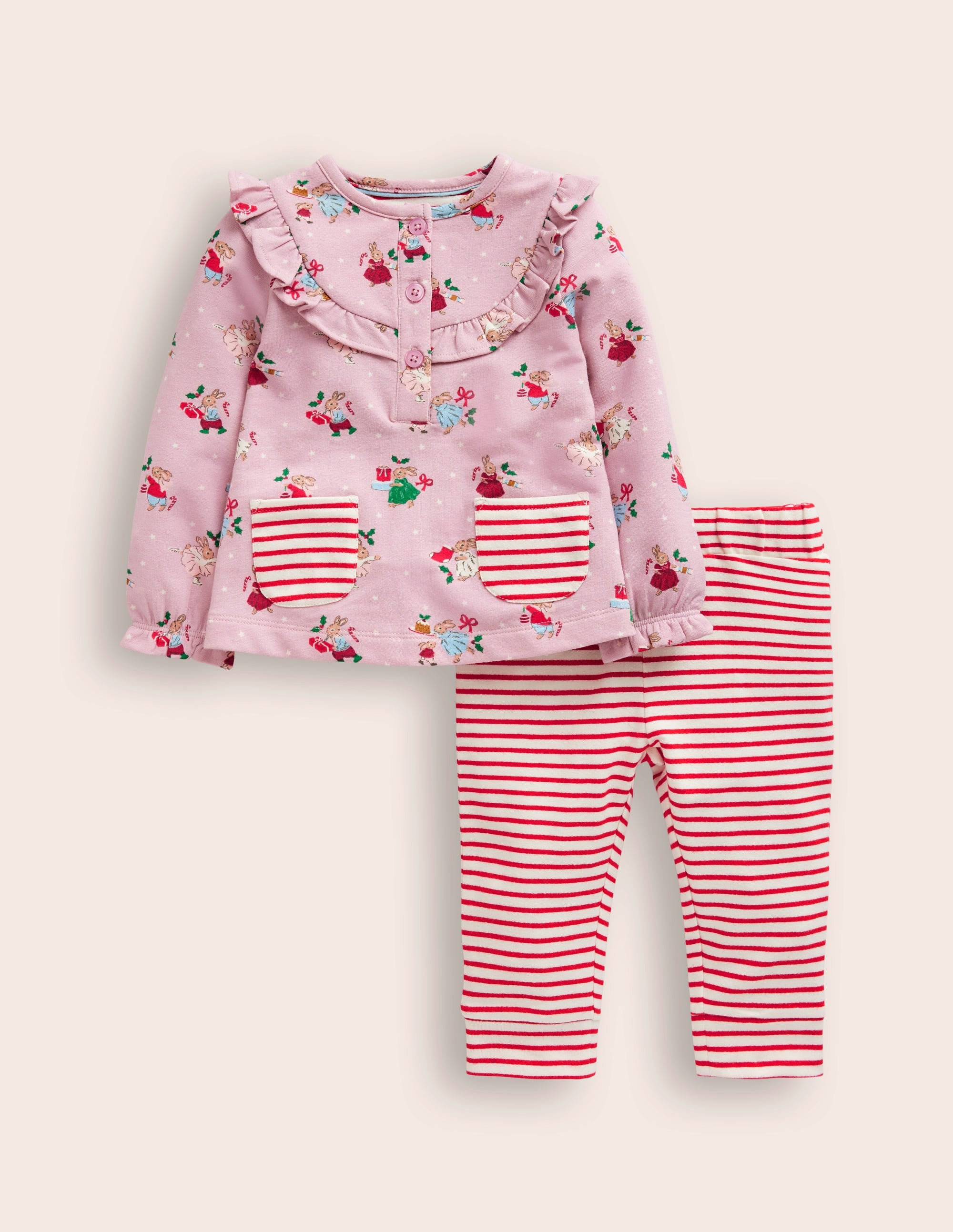 Top et legging en jersey-Lapins rose doux - Image 1