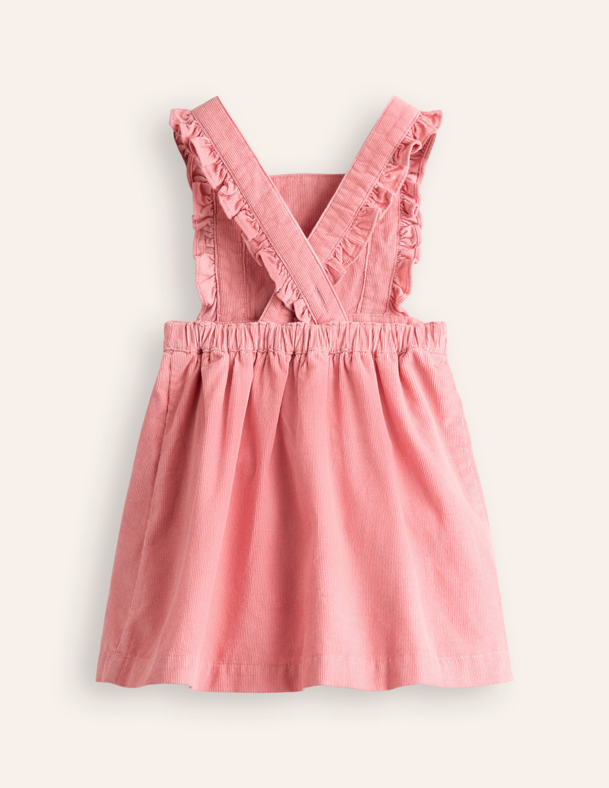 Robe chasuble en velours côtelé-Rose amande - Image 2