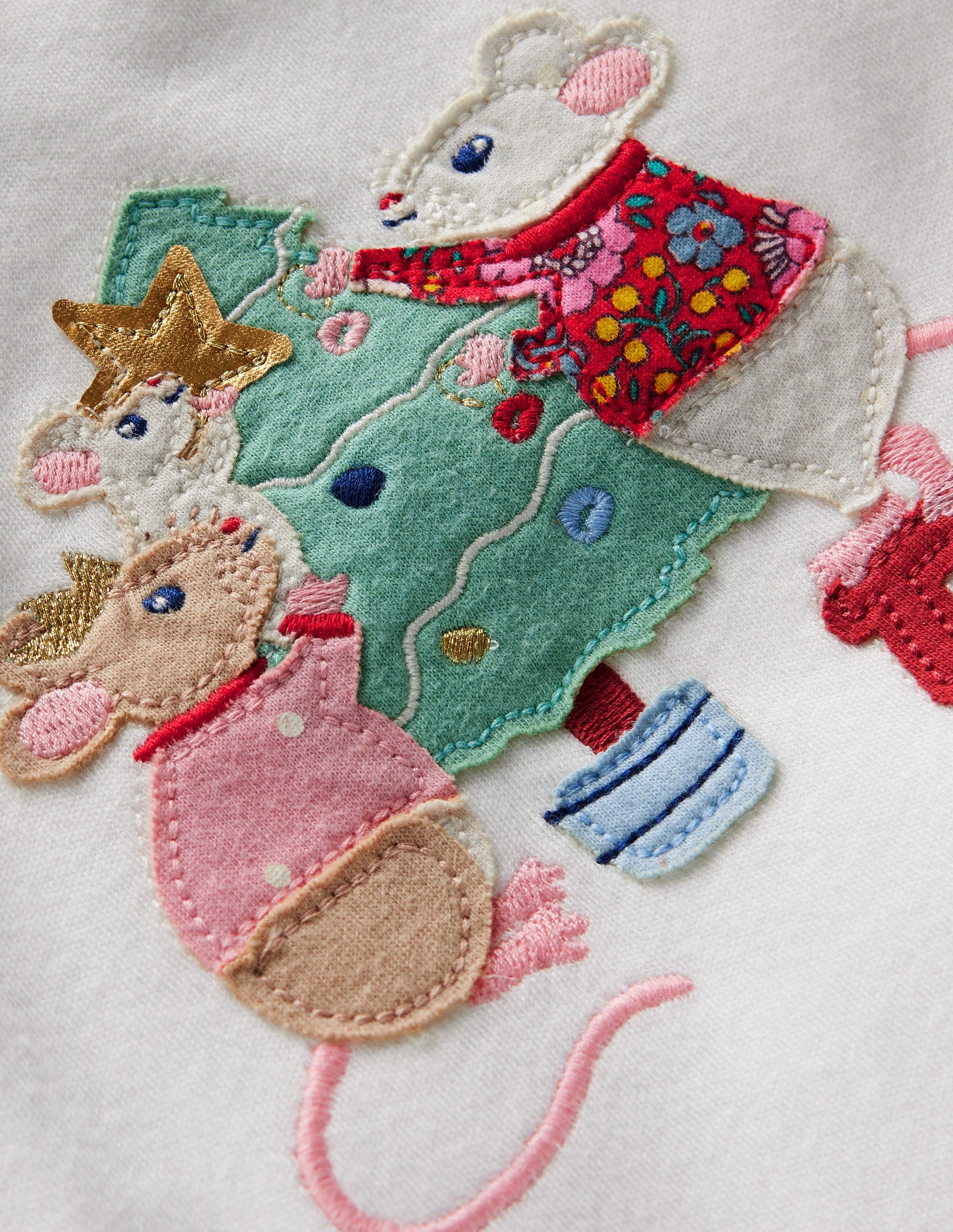 T-Shirt mit Rüschenausschnitt-Naturweiß Mäuse - Image 3