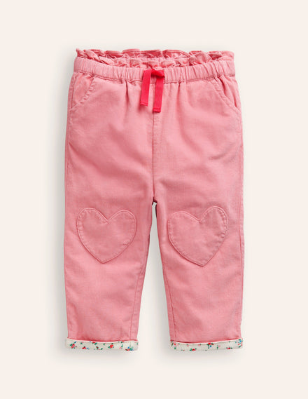 Pantalon en velours côtelé-Rose amande