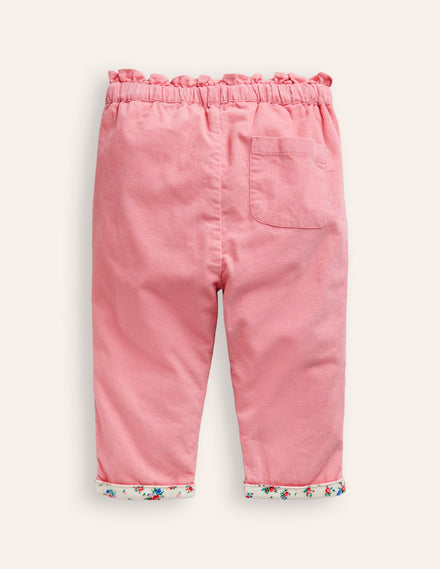 Pantalon en velours côtelé-Rose amande