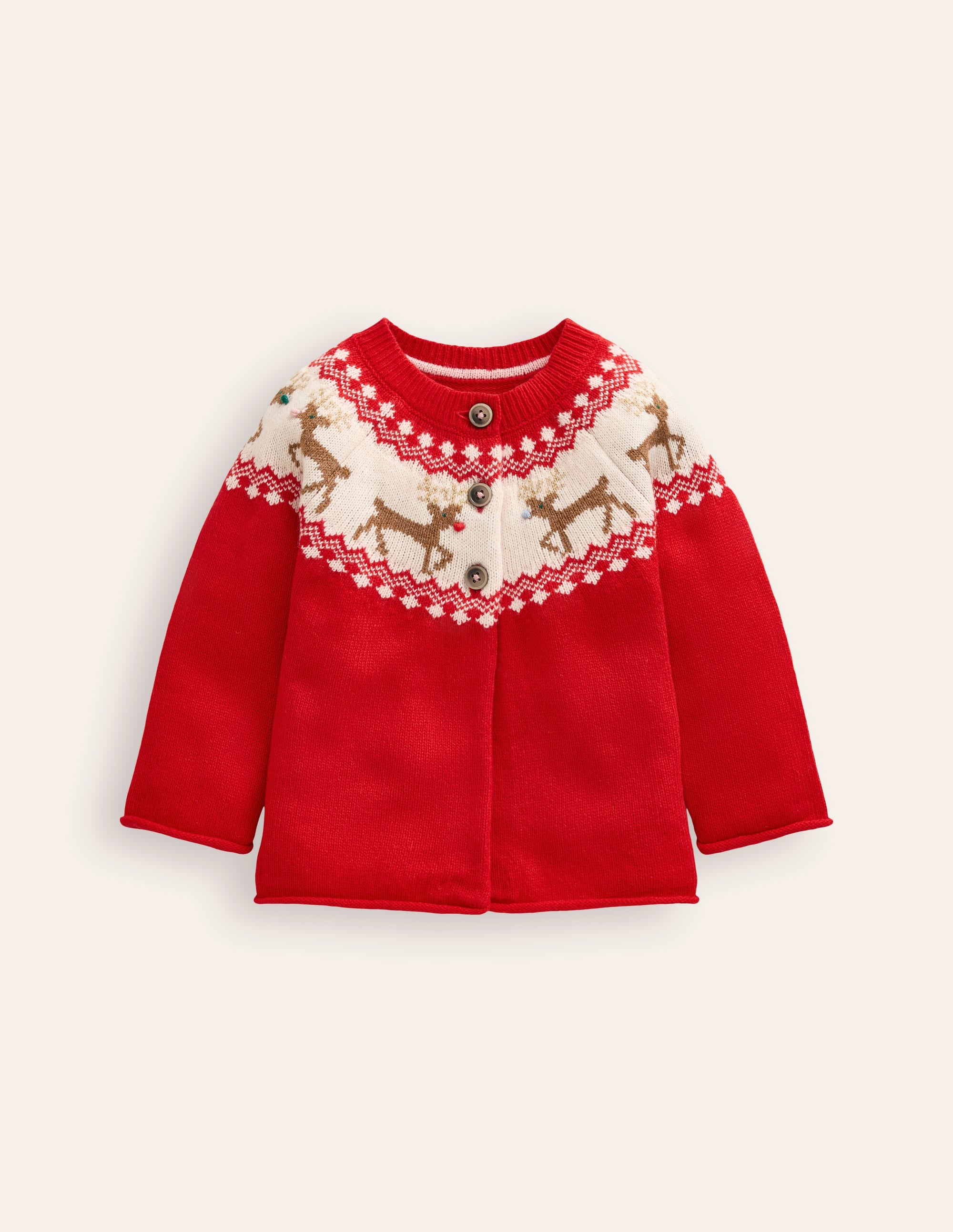 Cardigan Edie à motif jacquard-Renne rouge coquelicot - Image 1