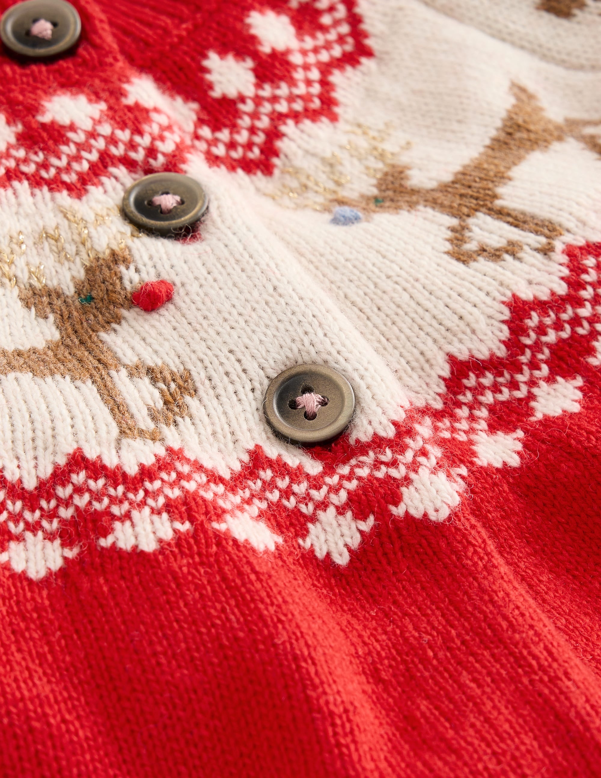 Cardigan Edie à motif jacquard-Renne rouge coquelicot - Image 3