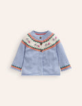 Edie Fair-Isle-Strickjacke-Himmelblau, Häschen