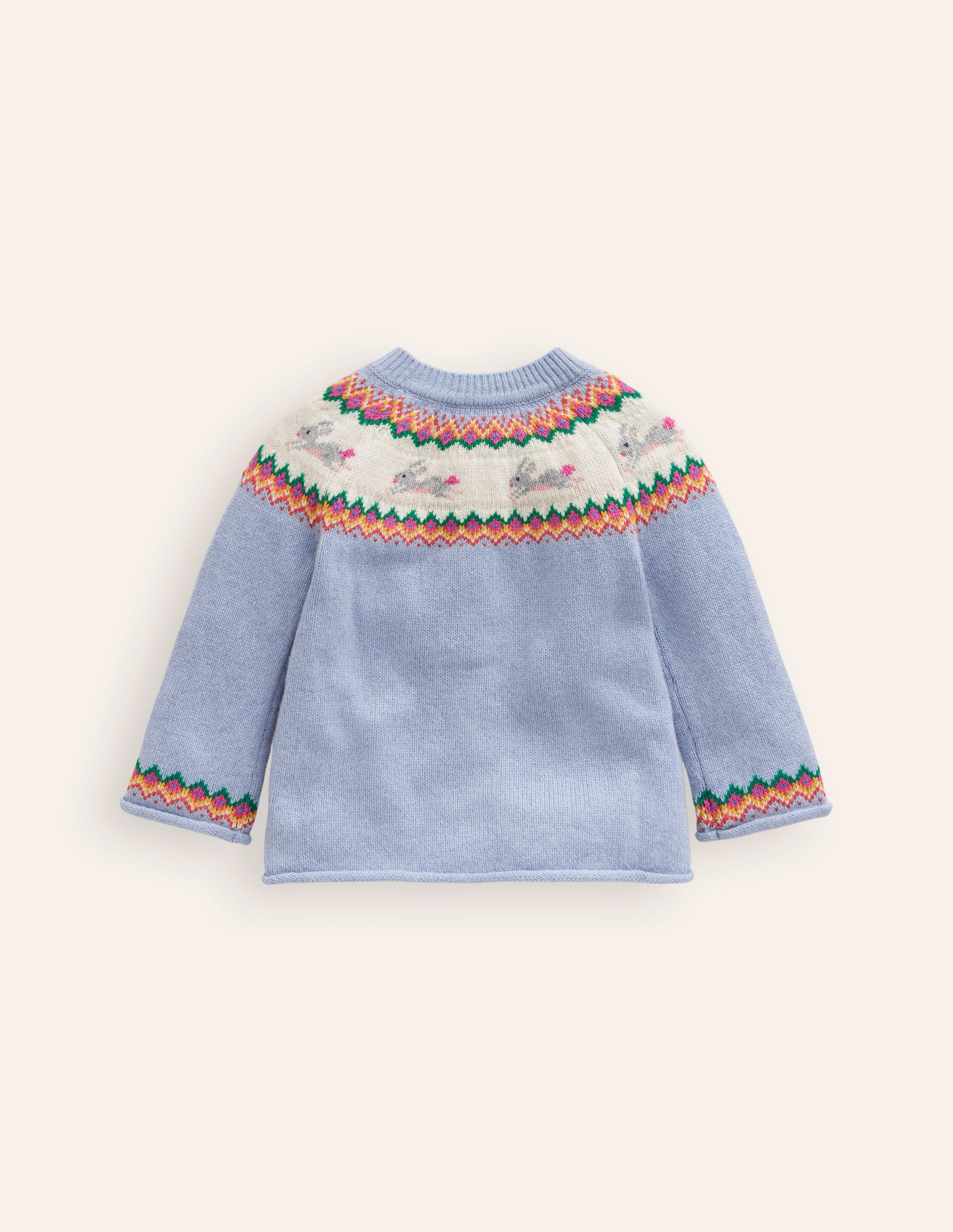 Edie Fair-Isle-Strickjacke-Himmelblau, Häschen-2