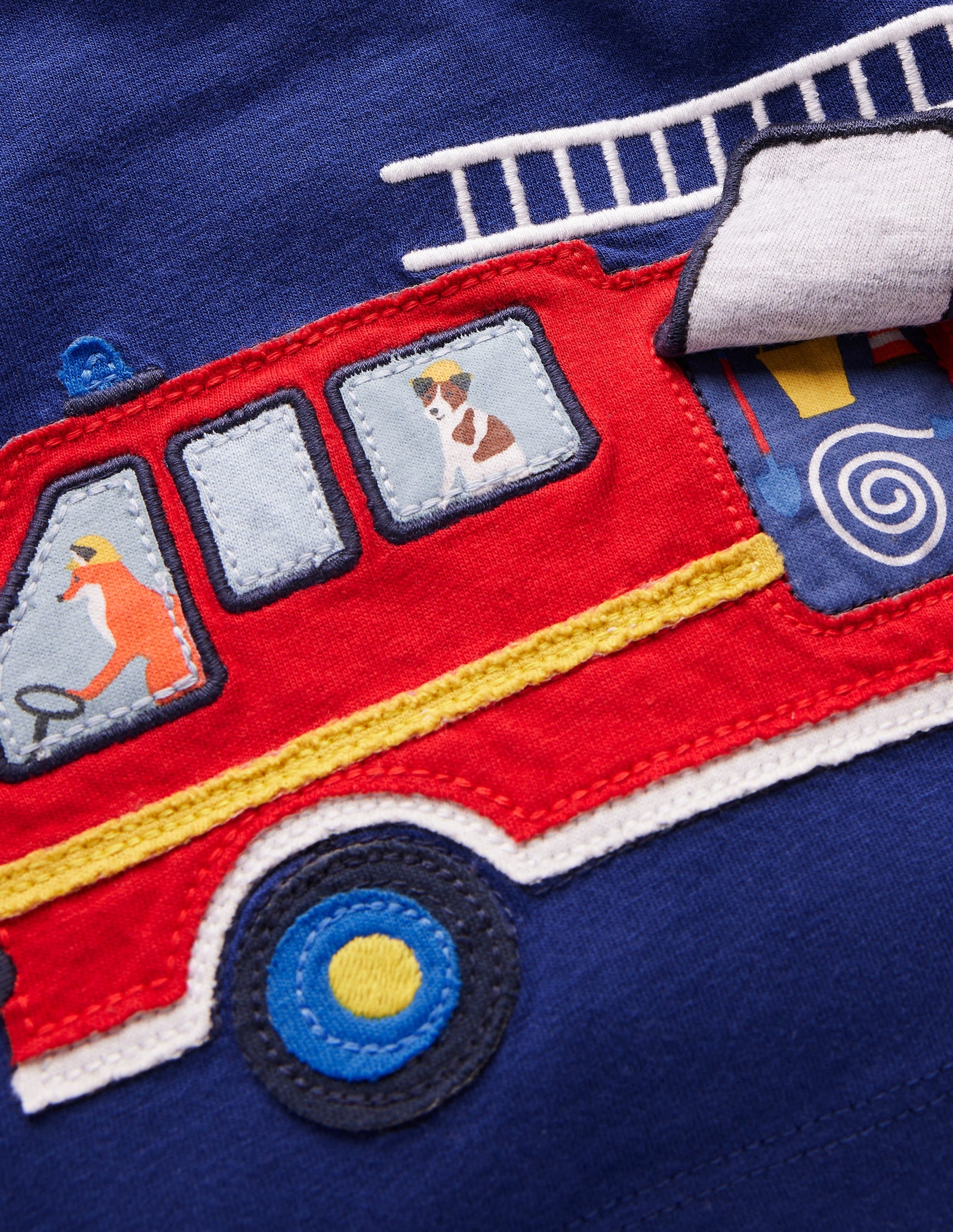 Long Sleeve Applique T-shirt-Starboard Blue Fire Engine-3
