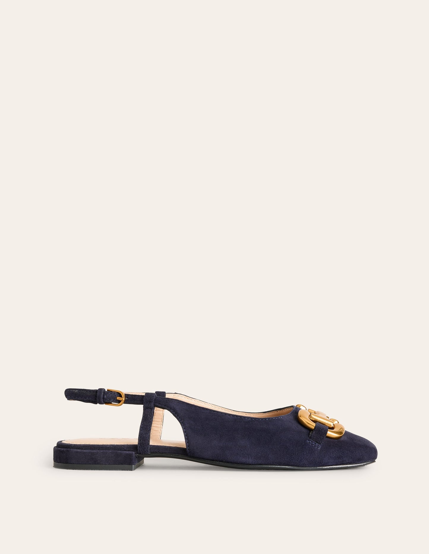 Iris Ballerinas mit Fersenriemen und Trensendetail-Marineblau Wildleder