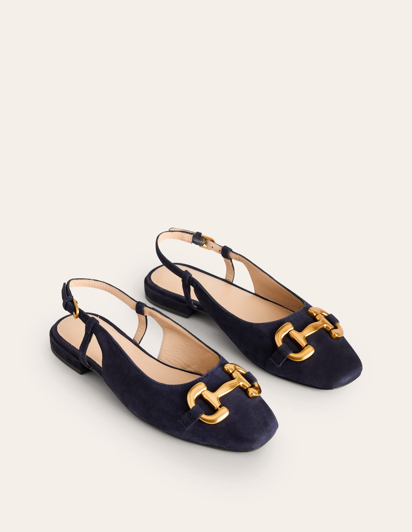 Iris Ballerinas mit Fersenriemen und Trensendetail-Marineblau Wildleder