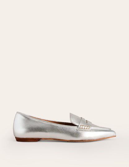 Spitz zulaufende Loafer-Silber