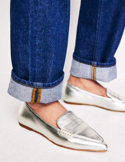 Spitz zulaufende Loafer-Silber