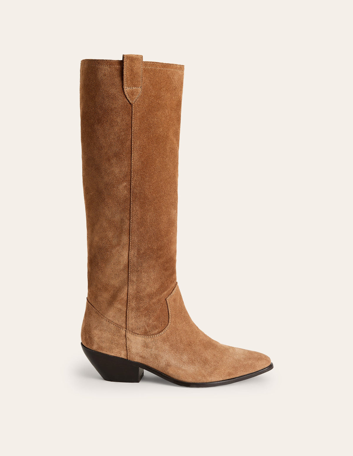 Kniehohe Westernstiefel-Rostbraun Veloursleder - Image 1