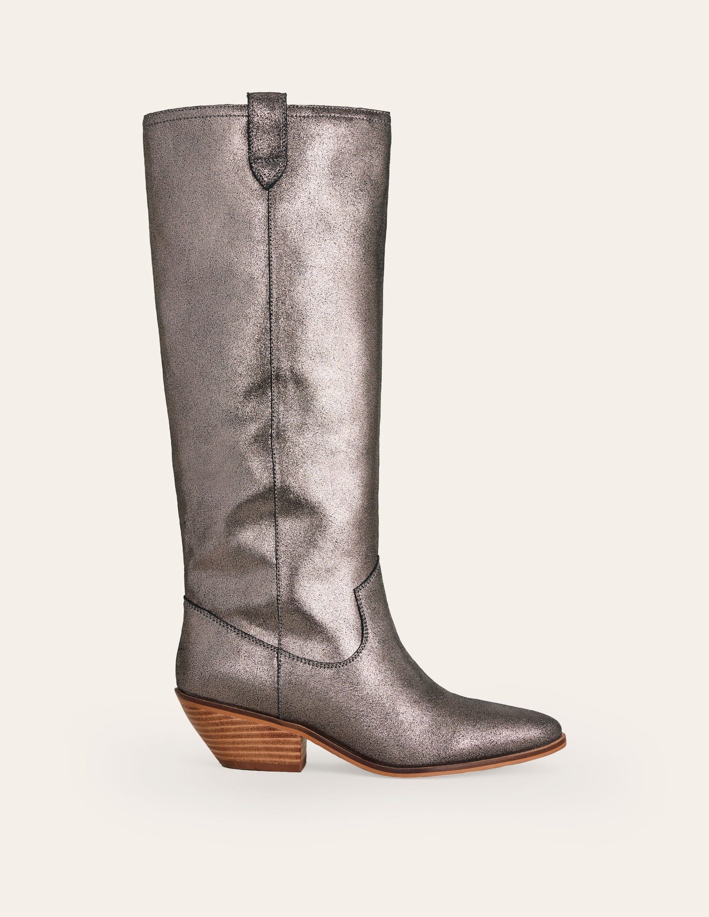 Kniehohe Westernstiefel-Silber