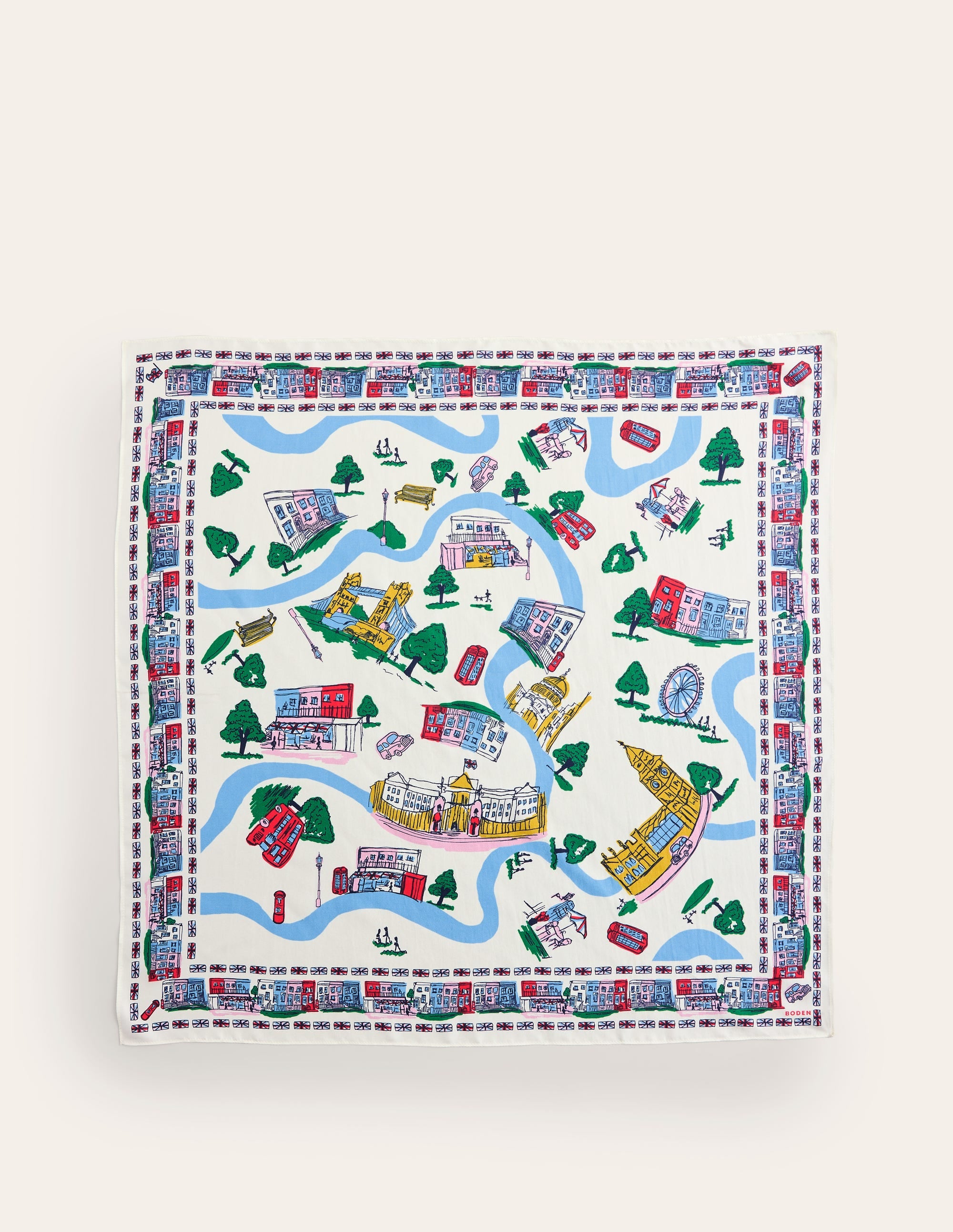 Elisabeth Silk Square Scarf-Ivory, London Town - Image 4