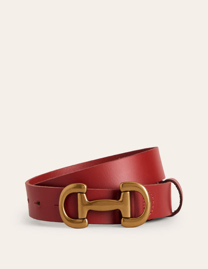 Iris Snaffle-Trim Leather Belt-Red