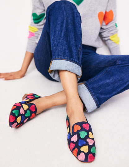 Slipper Cut Loafer-Multi Navy Hearts