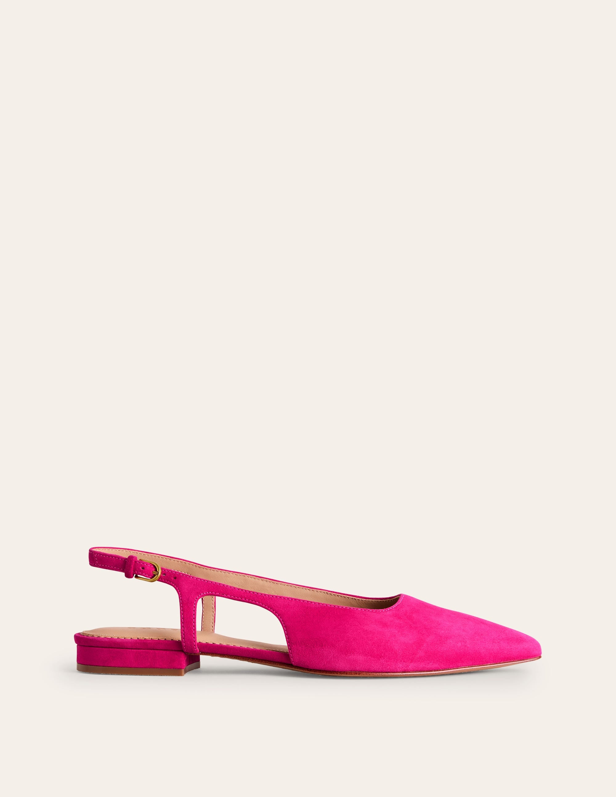 Chaussures plates à bride arrière et découpes-Daim de chevreau rose paon - Image 2