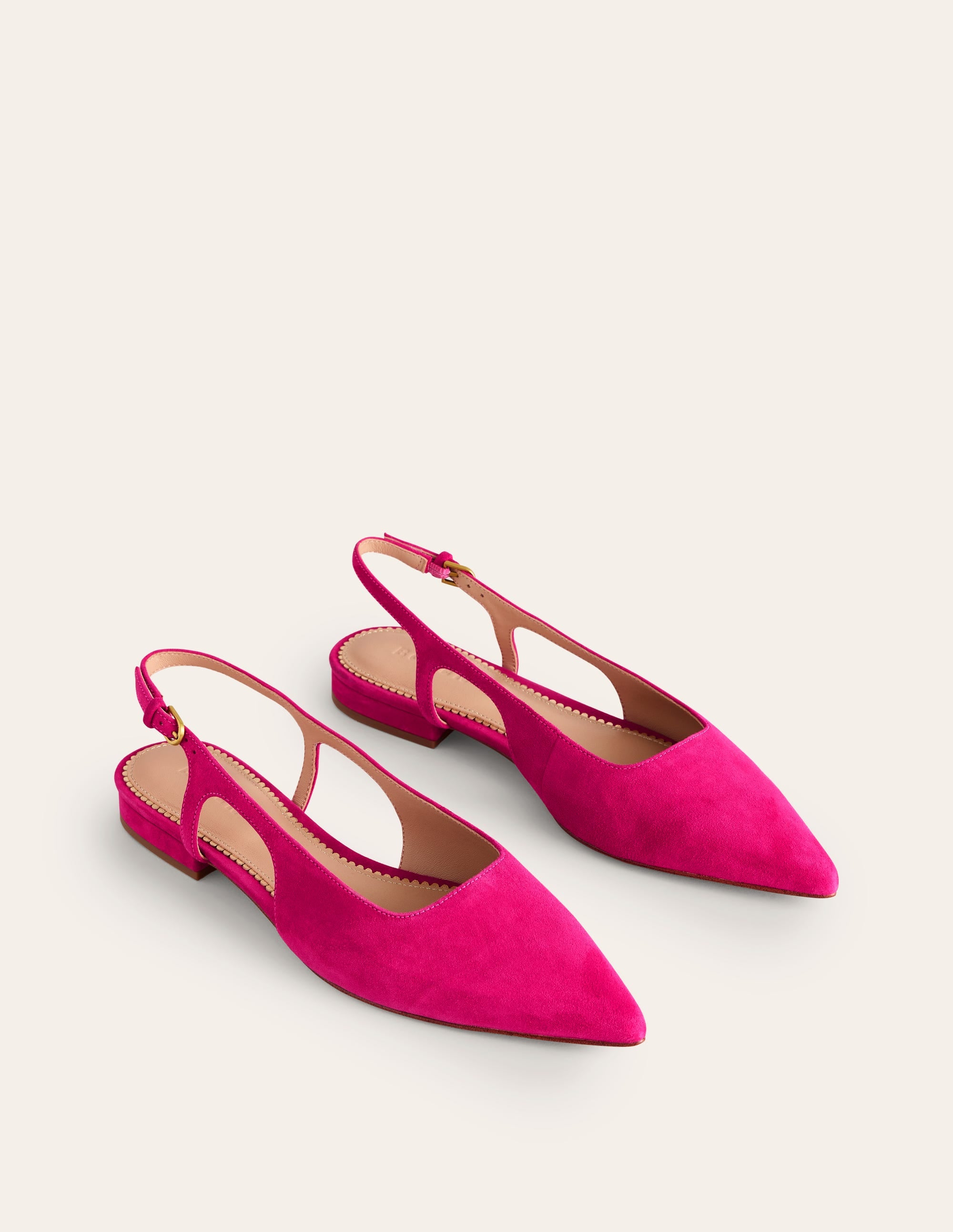Chaussures plates à bride arrière et découpes-Daim de chevreau rose paon - Image 3