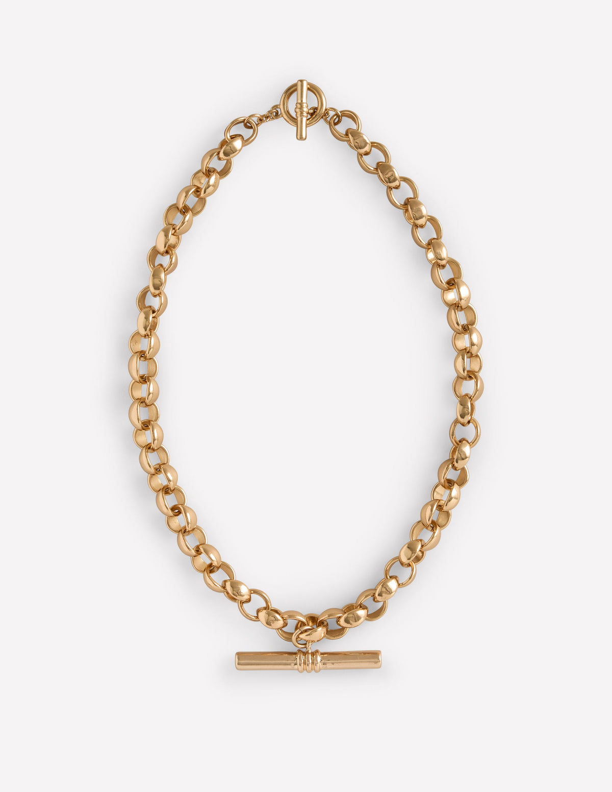 Grobgliedrige Halskette mit T-Steg-Goldfarbe-2