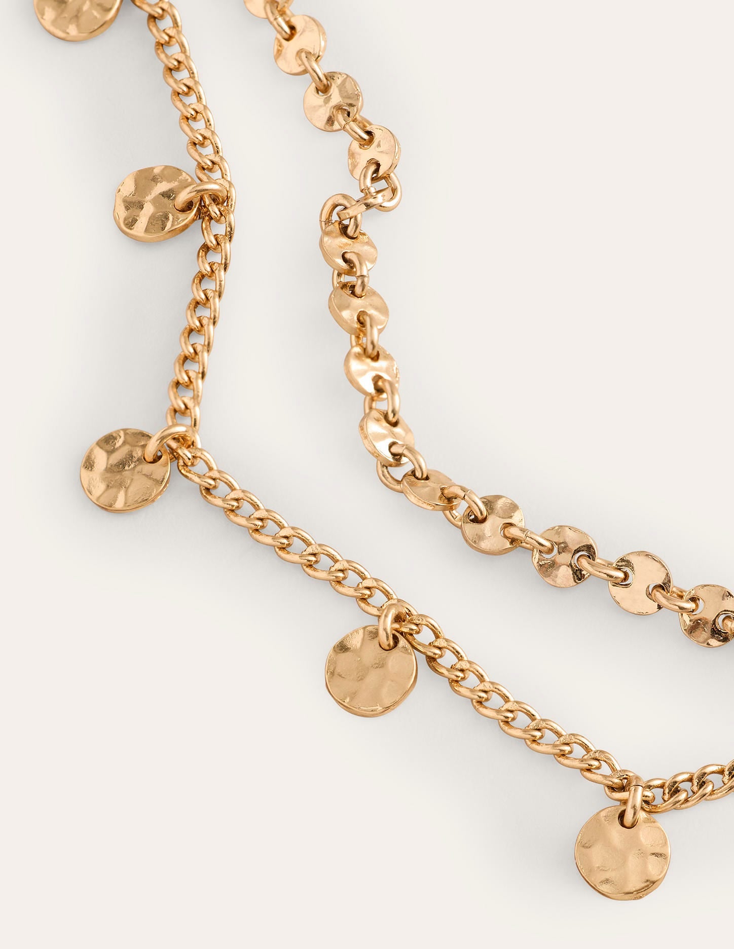 Collier martelé et superposé à disques-Doré - Image 4