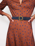 Ceinture saisissante à boucle-Bleu Marine, Petits Pois