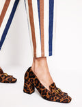 Iris Ghillie Loafer mit Absatz-Mohair, Leopardenmuster