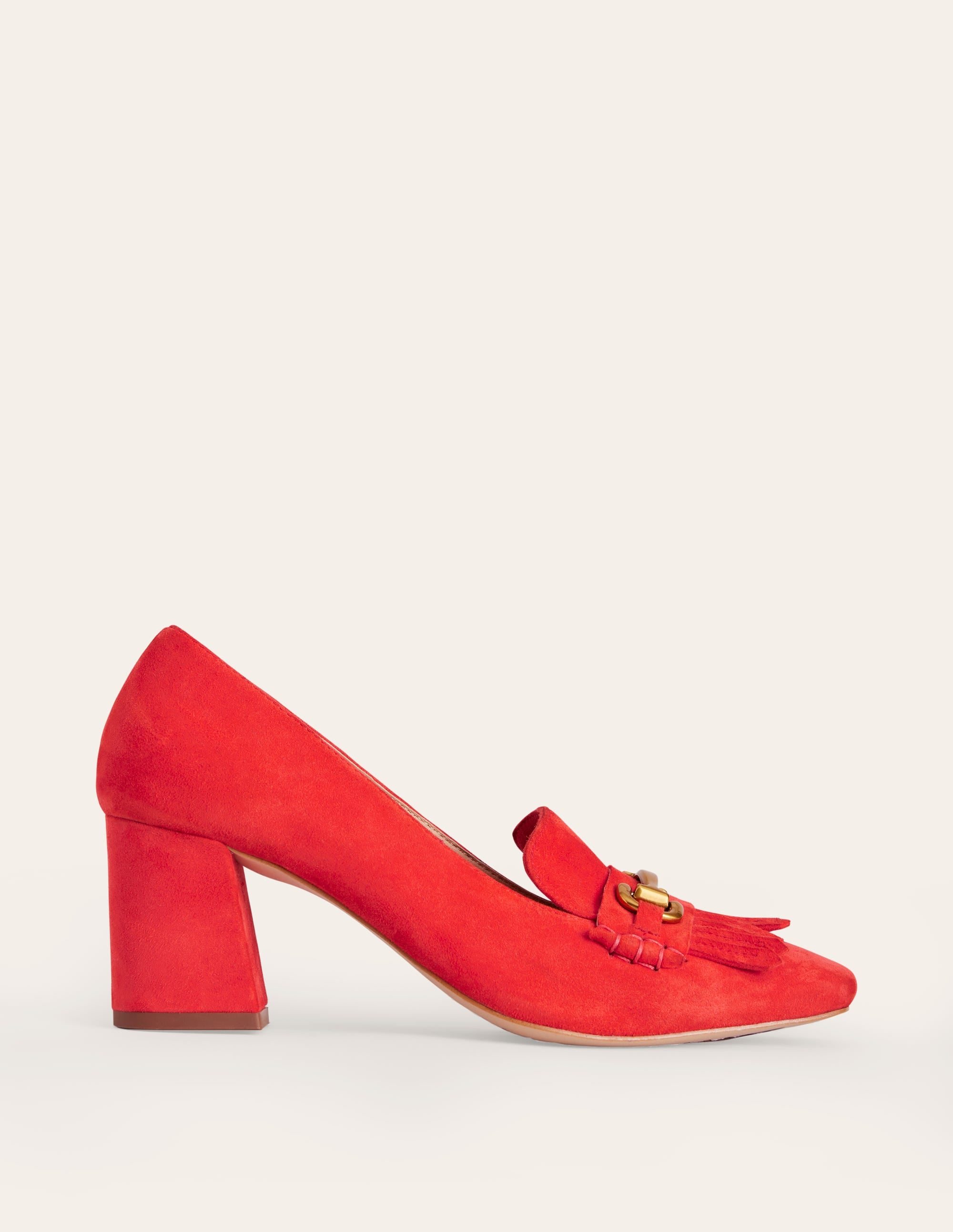 Mocassins à talons Iris avec franges-Daim rouge - Image 2