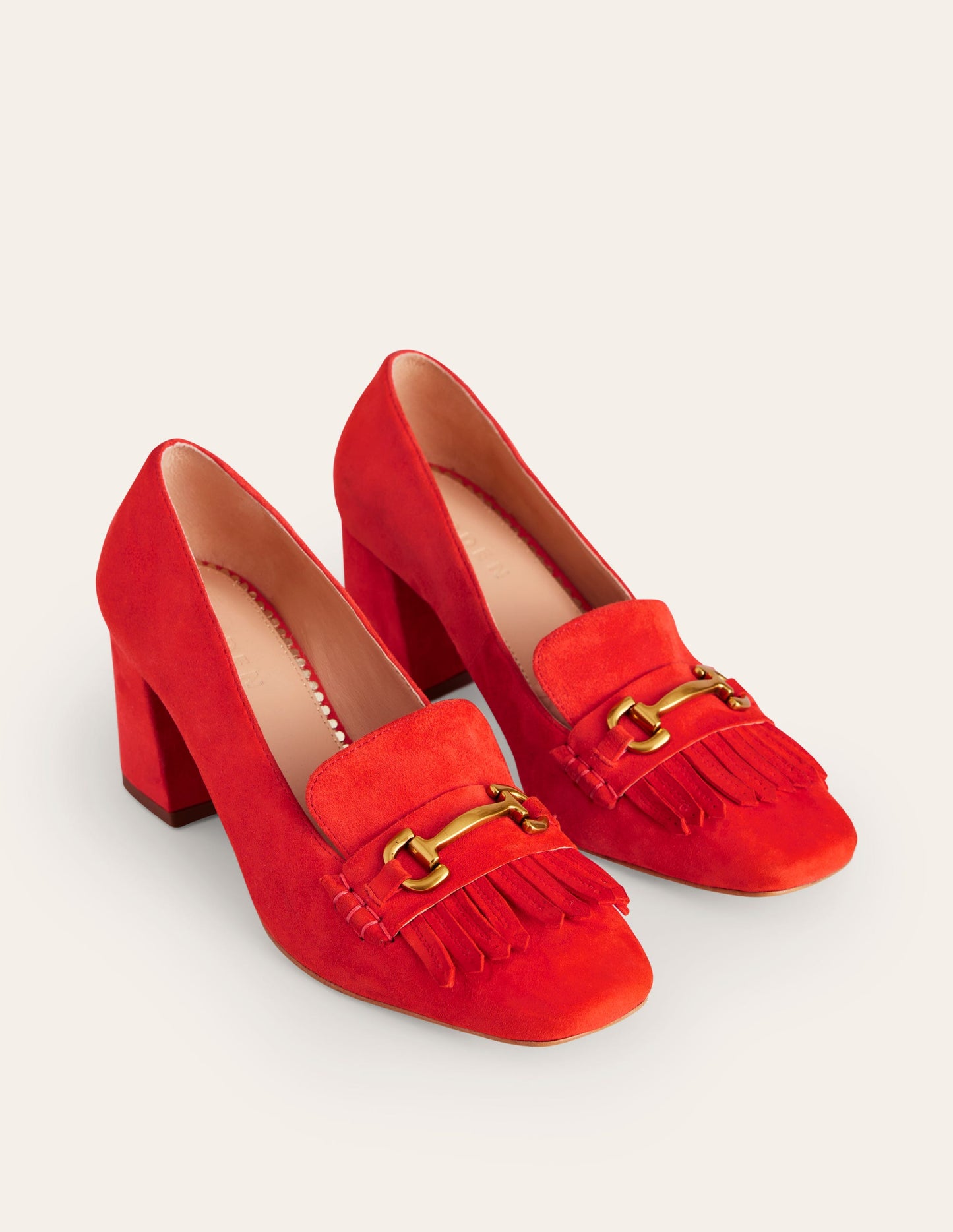 Mocassins à talons Iris avec franges-Daim rouge