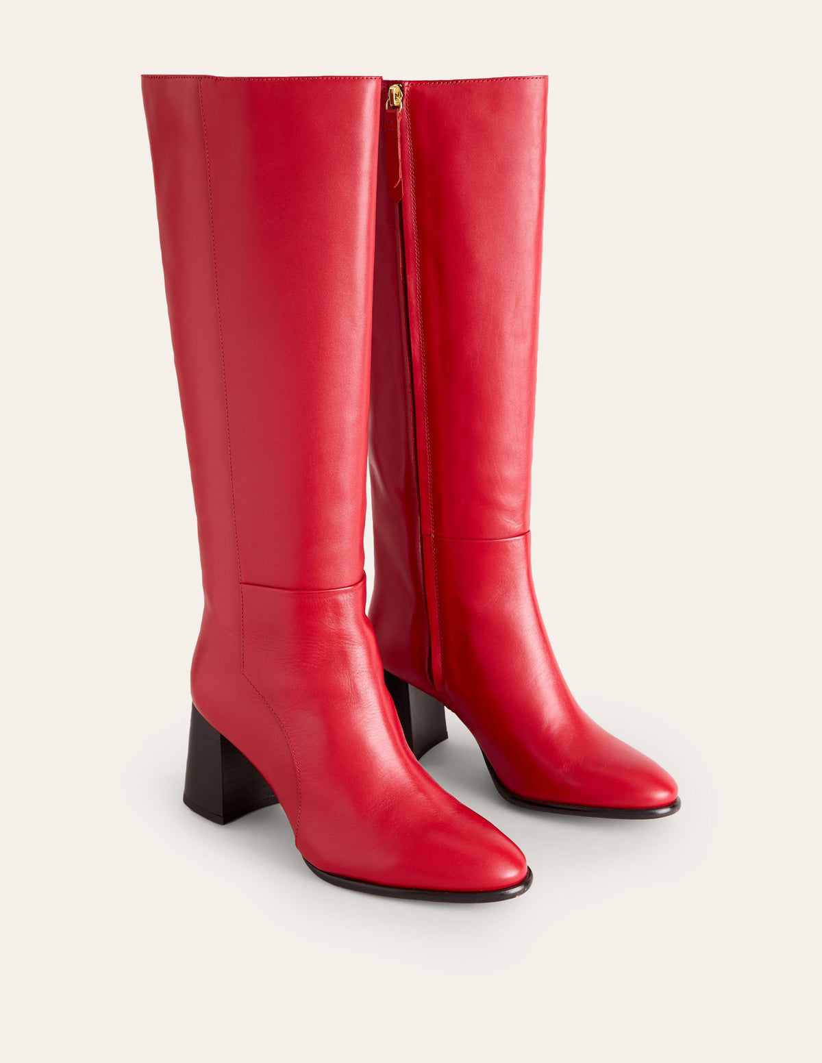 Kniehohe Lederstiefel mit Absatz-Löwenmäulchen - Image 3