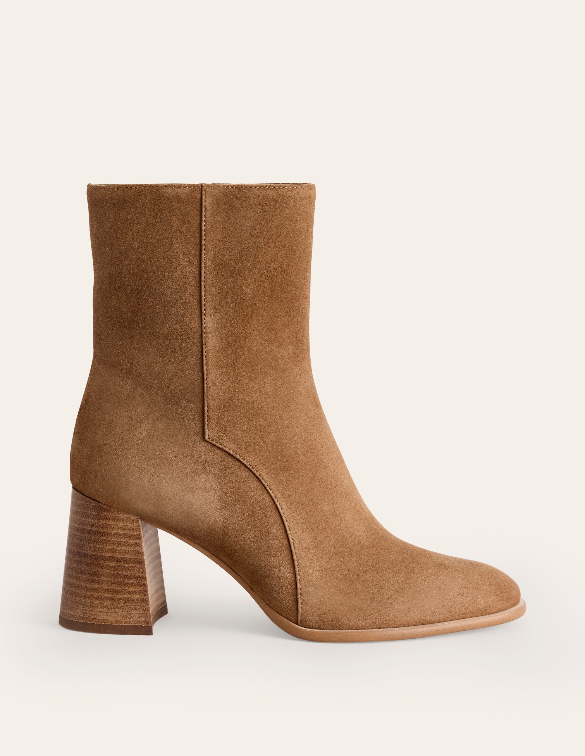 Bottes mi-hautes à talons en cuir-Daim fauve - Image 2