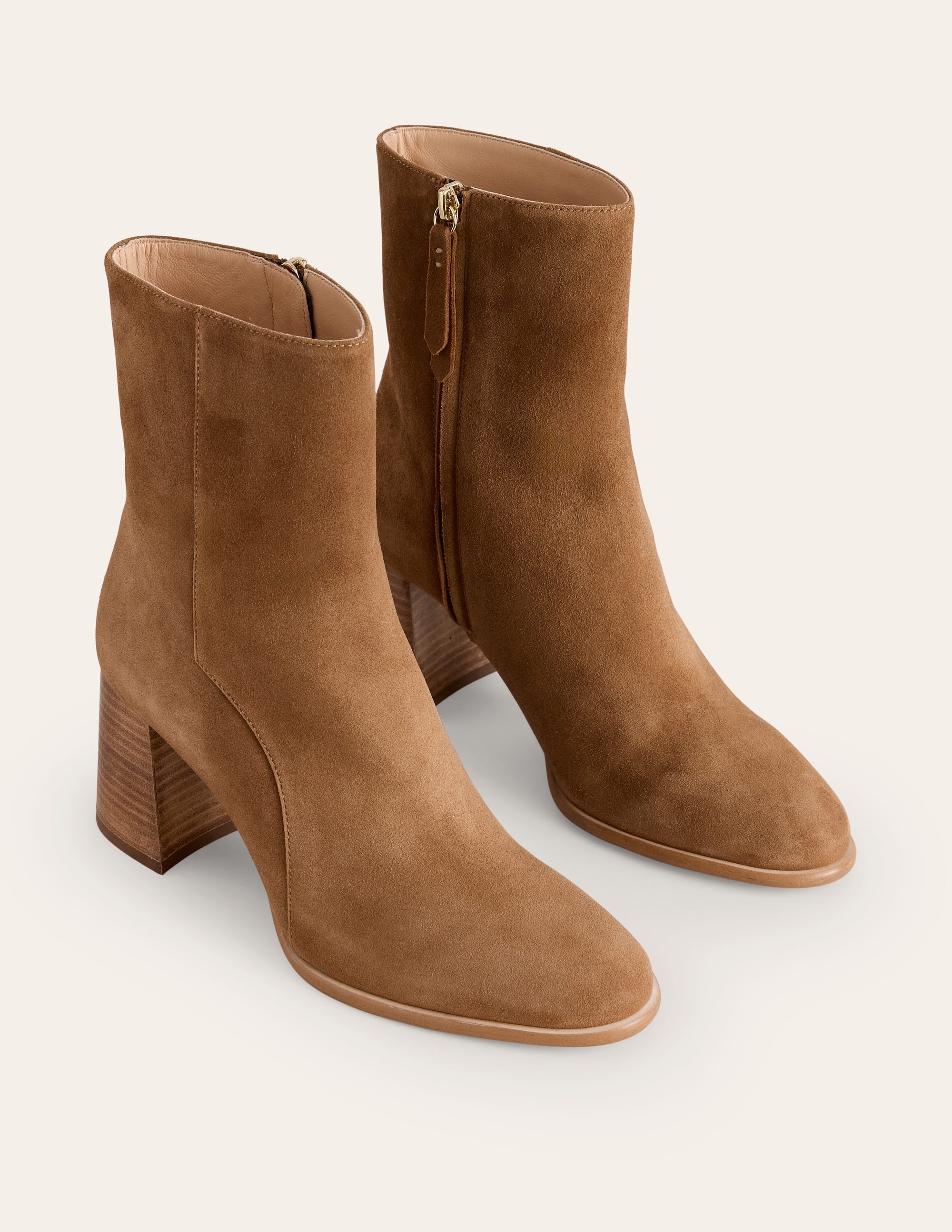 Bottes mi-hautes à talons en cuir-Daim fauve - Image 3