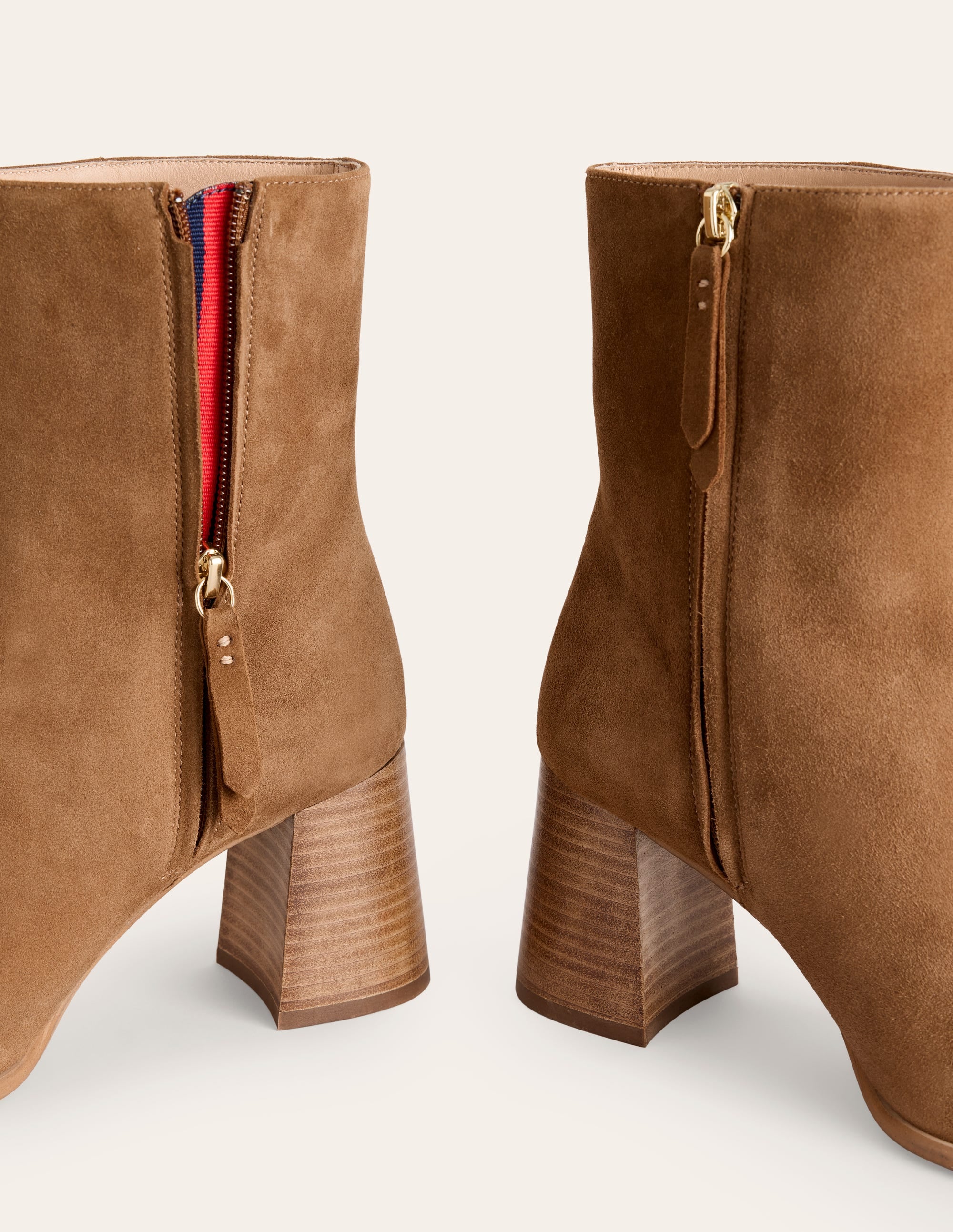Bottes mi-hautes à talons en cuir-Daim fauve - Image 4